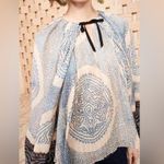 Ulla Johnson Pauline Printed Silk Chiffon Blouse Moonstone Blouse Size 6 Peasant Photo 1