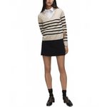 Mango Cashmere Blend V-Neck Striped Fine-Knit Sweater Luccavr Beige Black NWT Photo 4