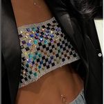 ZARA crop top shiny strappy rhinestones party night out Photo 3