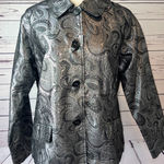 Chico's Blazer Button front jacket silver metallic size 2 Shacket Paisley Large Photo 0