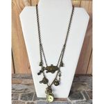 Vintage 30" brass double chain necklace, featuring a unique Zeppelin & Watch Gold Photo 0
