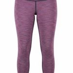 Lululemon High Rise Crop Leggings 21" Luon Diamond Jacquard Magenta Size 6 Photo 0