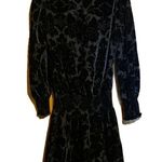 Parker Size Medium Black Carmindy Crewneck Long-Sleeve Velvet Burnout Dress Photo 3