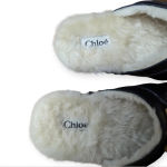 Chloé Leather Mules Black Size 6 Shearling Slip-On Designer Luxury Photo 1
