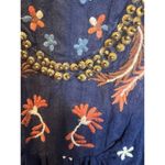 Anthropologie Crewneck Embroidered Tunic Dress Size XL Petite Short Navy Blue Photo 7