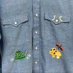 Wrangler  Unisex Women’s Chambray Embroidered Shirt Pearl Snap Small Photo 5