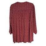 Dress Barn Womens 3X Red Geometric Print Tunic Top Button Front Long Sleeve Photo 8
