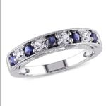 Delmar Sterling Silver White & Blue faux Sapphire Ring. Size 8.5 Photo 0