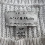 Lucky Brand Sweater PSmall Embroidered Heart Ribbed Knit White Red Valentines Photo 3