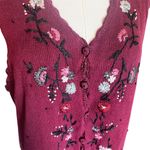 Vintage Embroidered Knit Vest Purple Size L Photo 1