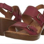 Clarks Born Timia raspberry pink leather sandals heels women’s size‎ 9 casual summer Photo 0