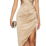 Elliatt NWT  gold one shoulder midi dress Photo 0