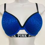 PINK - Victoria's Secret Victoria's Secret PINK Wear Everywhere Push Up‎ Bra Size 34D Leopard Print Blue Photo 1