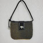 Brighton Women Bag Purse Brown Blue Woven Leather Front Crossbody Braided Strap Photo 8