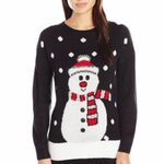 Mesh & Lace Snowman Sweater, Black, White, Large Size M Photo 10