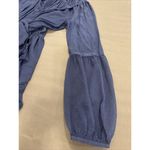 Free People Balloon Long Sleeve Top Women M Tiered Pleated Open Cutout Blue Photo 10
