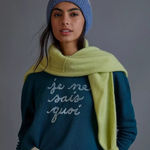 Anthropologie Turquoise Waffle Knit Sweatshirt Top Photo 0