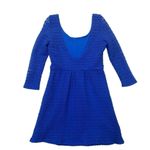 Francesca’s Royal Blue Crochet Mini Dress Size Small open back V Photo 2