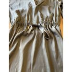H&M HM Dress Women’s Size Small Sage Green Short V Neck Elastic Waist Silky Feel Photo 4