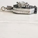 Perfume Bottle Pendant Necklace Rhinestone Embellishment Silver Vintage Style Photo 2