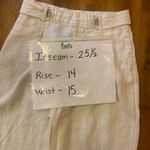 Nicole Miller  Trousers 10 Cream/Khaki Relaxed Fit 100%Linen Pockets Photo 5