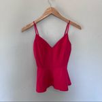 Mikey & Joey  Spaghetti Strap Peplum Hem Tank Top Cherry Hot Red Small Photo 1