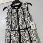 Calvin Klein  Women's White / Black Floral Lace Faux Leather Sheath Dress Sz 2 Photo 1