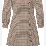 Gal Meets Glam Sz 10 Brooke Dress Plaid A-line Square Long Sleeves Pockets Prep Photo 1