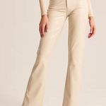 Abercrombie & Fitch Abercrombie Vegan Leather 90s Straight Pant in Cream Photo 0