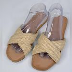 Old Navy Women's Criss Cross Woven Raffia Slide Sandals Beige/Tan-8 Photo 1