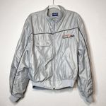 VINTAGE Holloway Finishline Silver Gray Bomber Windbreaker Jacket Size L Photo 7