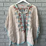 Johnny Was  Grey Embroidered Floral Poncho Lightweight Small Photo 0
