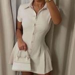 ZARA  mini dress pleated skirt collar button up ivory casual classic old money  Photo 1