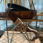Brighton reversible Brown black crocodile print belt size 32 Photo 0