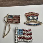American Flag / Patriotic Top Hat Rhinestone Brooch Pin Lot Of 3 Please Read Photo 11