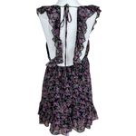 ZARA NWOT Size M Women's Black Floral Ruffle Mini Dress With Tie Back Sleeveless Photo 1