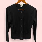 Talbots Cute Vintage 90’s black baby ribbed chunky button cardigan top pockets Photo 1
