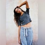 We The Free Meant To Be Black Ribbed Cropped Short Sleeve Tee Top Medium New Photo 2