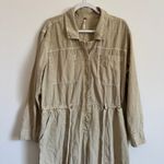 Free People  Quinn Coverall Size Large Jumpsuit in Thistle Seed Green Boho Linen Photo 3