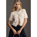 Sam Edelman Colleen Short-Sleeve Cardigan Sweater in White Size Small Photo 1