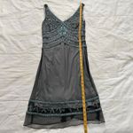 Vintage baby blue black mesh overlay beaded dress great Gatsby glam size 6 Photo 5