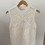 ZARA NWT Pointelle Crochet Knit Sweater Tank Top in Cream - S Photo 4