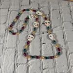 Vintage Mardi Gras Mask Beaded Necklace Gold Photo 5