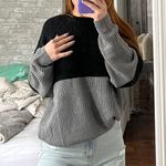 SheIn Colorblock Knit Sweater Black & Gray Photo 0