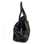 Laurel Burch Black Leather Satchel Shoulder Women’s Bag Purse Silver Cats Photo 3