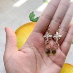 Czech Glass Cross Shape Forest Green Olive Boho Mini Hoop Dangle Casual Earrings Photo 2