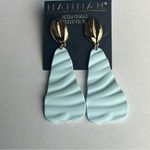 NEW Hannah Clay Poly Drop Earrings Teal and Gold Blue Photo 3