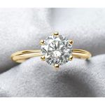 Boutique 2Ct Solitaire Simulated Diamond‎ 14k Gold Plated Silver Engagement Ring Size 10 Photo 3