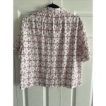 Dylan  Womens Medium Cotton White Eyelet Pink Embroidered Button‎ Boxy Top Photo 6