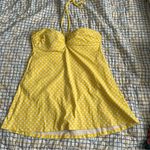 Retro vintage polka dot yellow dress skirt one piece swimsuit size 14 Photo 0